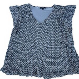 Adrianna Papell Black and White Geometric Blouse